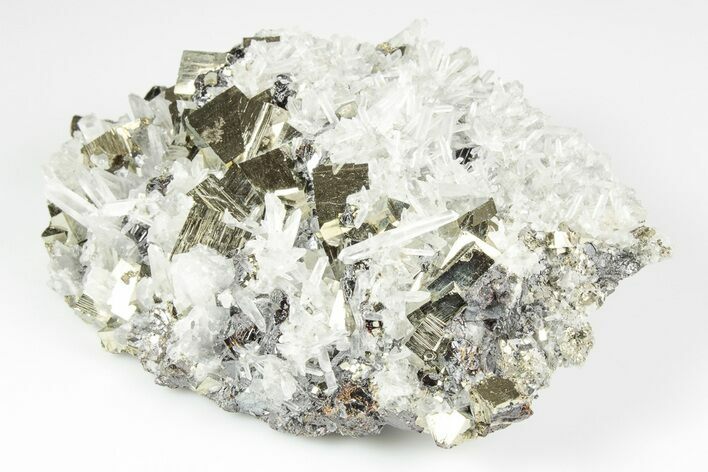 Cubic Pyrite, Sphalerite and Quartz Crystal Association - Peru #195750